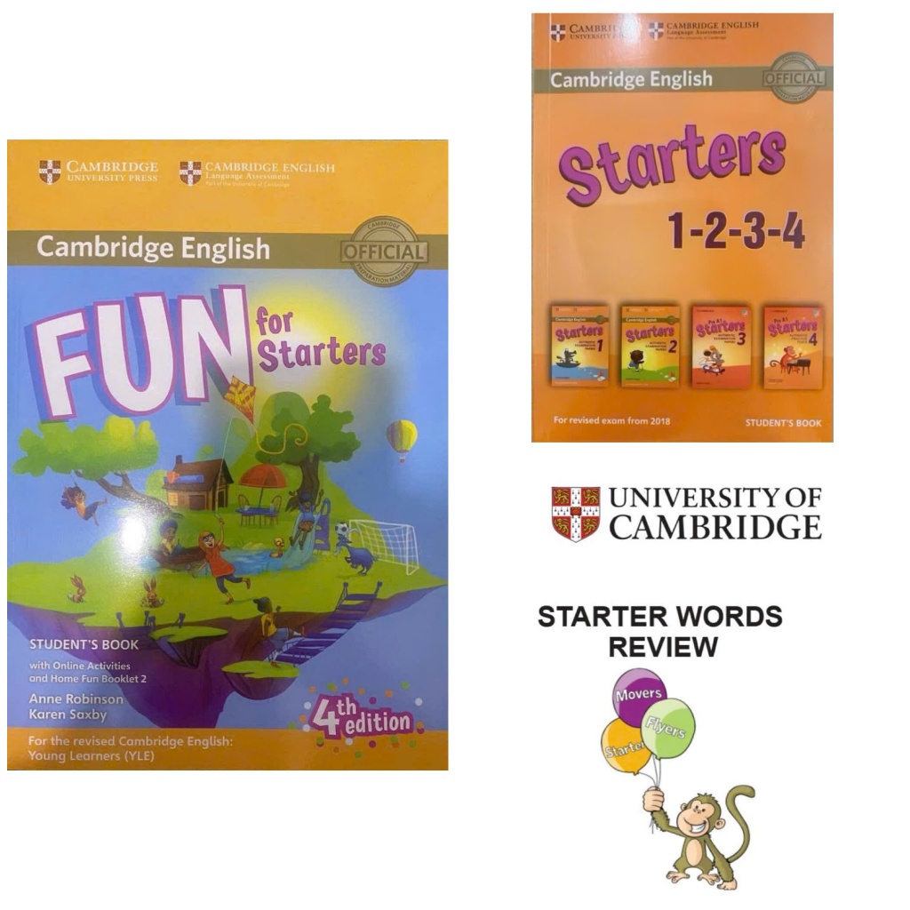 Bộ sách Fun For Starters + Sách Starters in gộp 1-2-3-4 + Vở từ vựng Starters