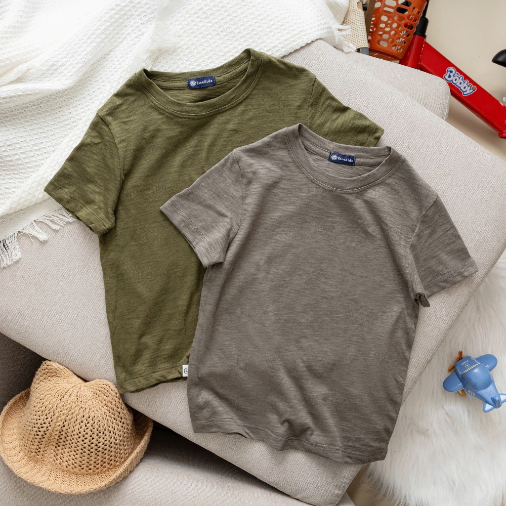 (13kg - 52kg) Áo thun cổ tròn trơn bé Trai, bé Gái Mẫu Mới chất liệu cotton xược co giãn mềm mịn tho