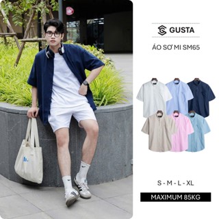  Áo Sơ Mi Nam Ngắn Tay Gusta Vải Oxford Chống Nhăn Cổ Tàu Dáng Regular Phong Cách Basic SM65 