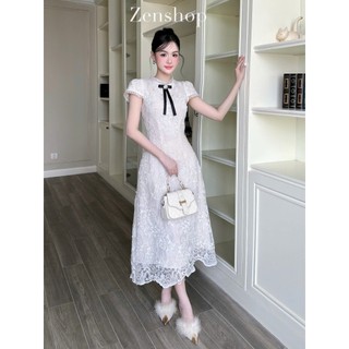 Đầm Dự Tiệc Dáng Dài Ren Trắng Cổ Nơ Thanh Lịch - AMARA DRESS 