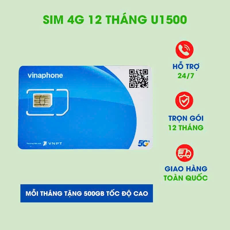 sim vina U1500 ,sim tốc độ cao  có 6000G xài trong 1 năm