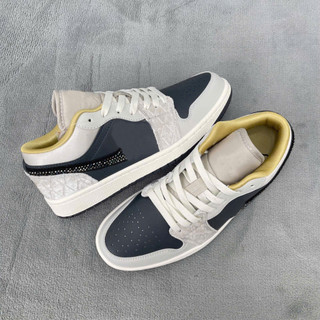 [ Tặng giấy gói ] Giày thể thao JD1 Low ‘Sail Soft Pearl’ IH7323-100, Giày thể thao JD1 rắn đá kem low beaded swoosh
