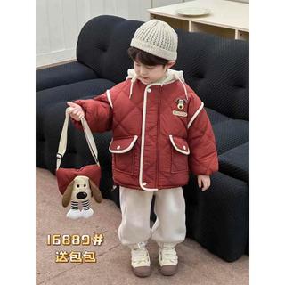 (HÀNG QCCC) Áo phao QC CÚN 3D MŨ NỈ lót lông thỏ mềm dày ấm ( KÈM TÚI) có 3 màu cho bé trai size 14-26kg
