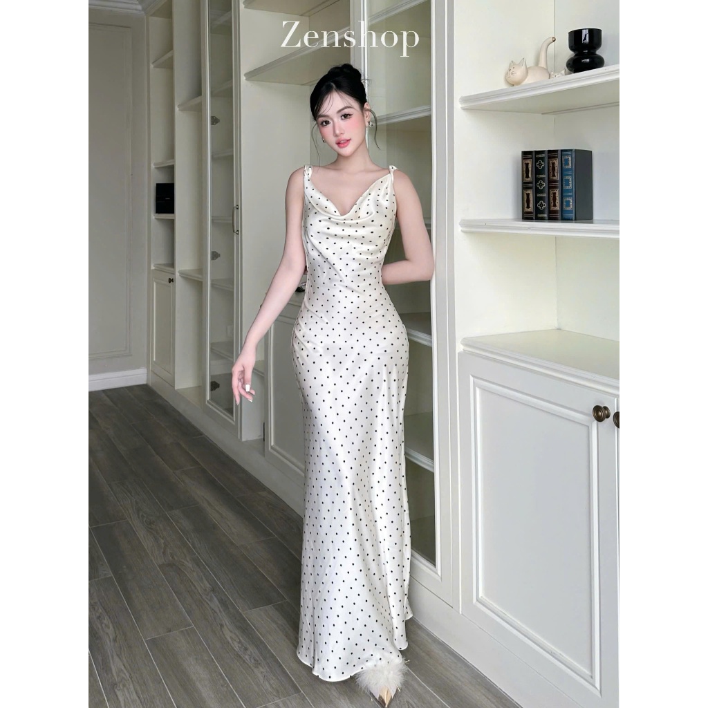 Đầm Lụa Dự Tiệc 2 Dây Dáng Dài Cổ Đỗ Phía Sau Lưng Khoét Sâu Có Dây Buộc -  Laira Dress | BigBuy360 - bigbuy360.vn