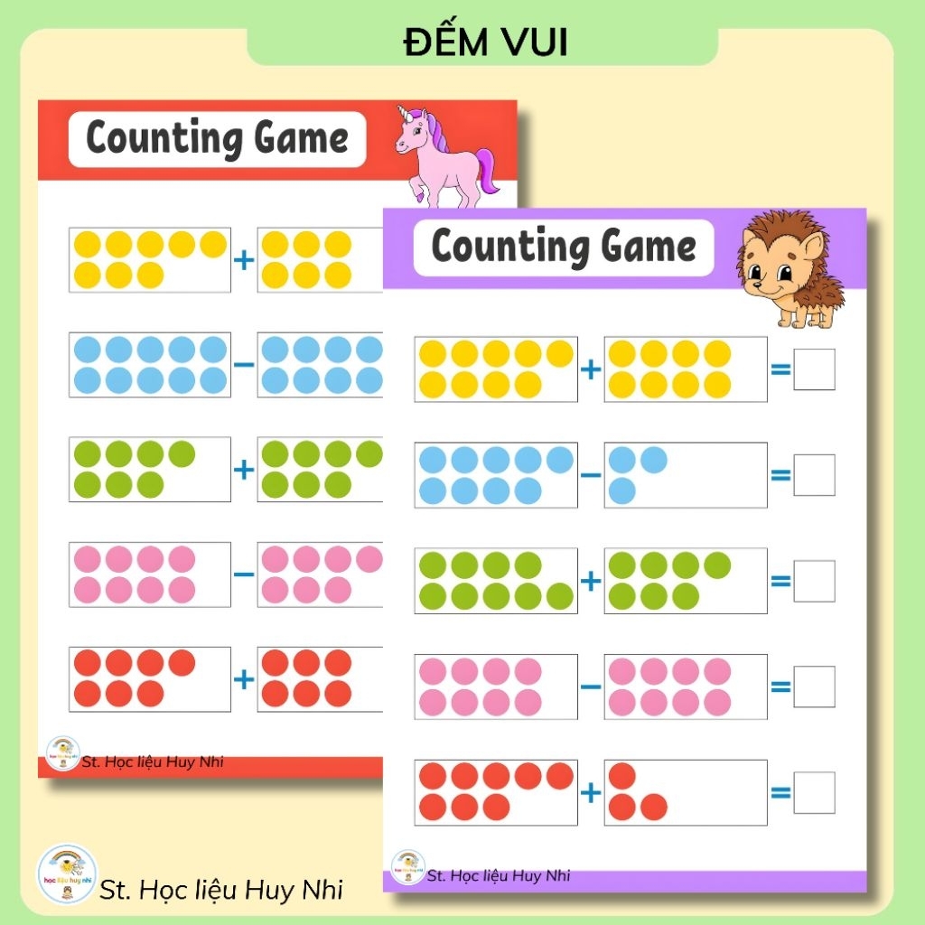 Tập làm phép tính cộng trừ, tập làm toán, công trừ trong phạm vi 20 MA006