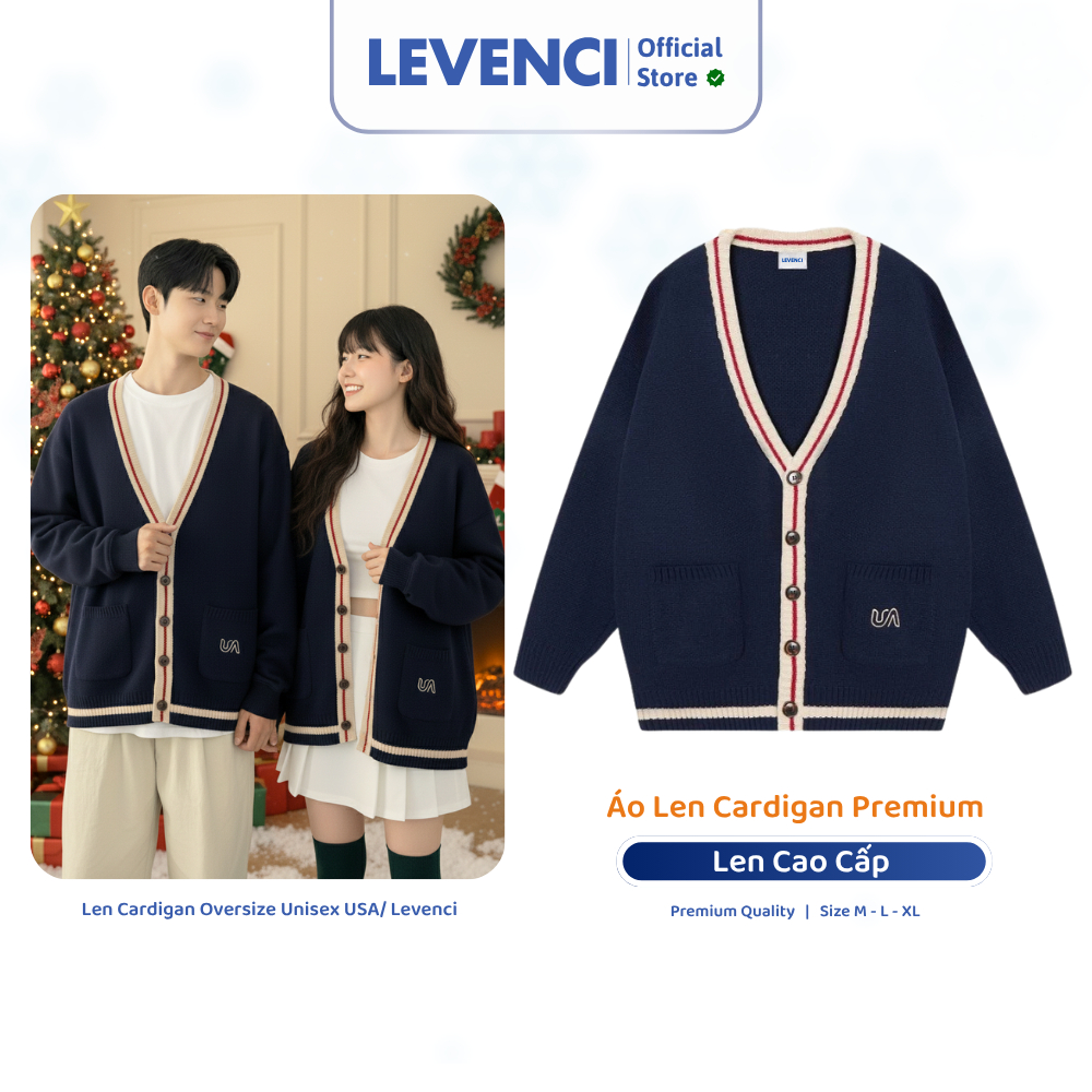 Áo Khoác Len Cardigan USA Premium Nam Nữ local Brand Levenci/ Blue,Beige Line