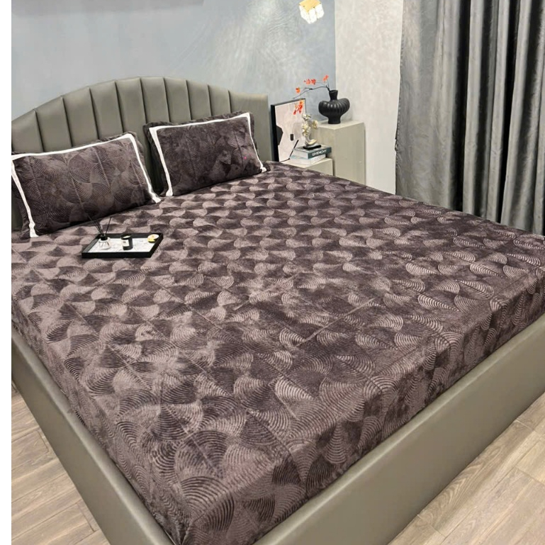 Ga giường và vỏ gối nỉ nhung COCO sữa mềm mịn nhập khẩu loại 1, bộ ga gối nỉ nhung bọc đệm công nghệ