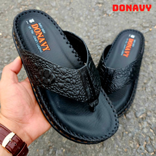  {KM - Mua 01 tặng 01 thắt lưng} Dép Kẹp Nam Da Bò Thật 100% DONAVY Cao Cấp Dập Vân Gù Lưng Cá Sấu D.KBOXIT 