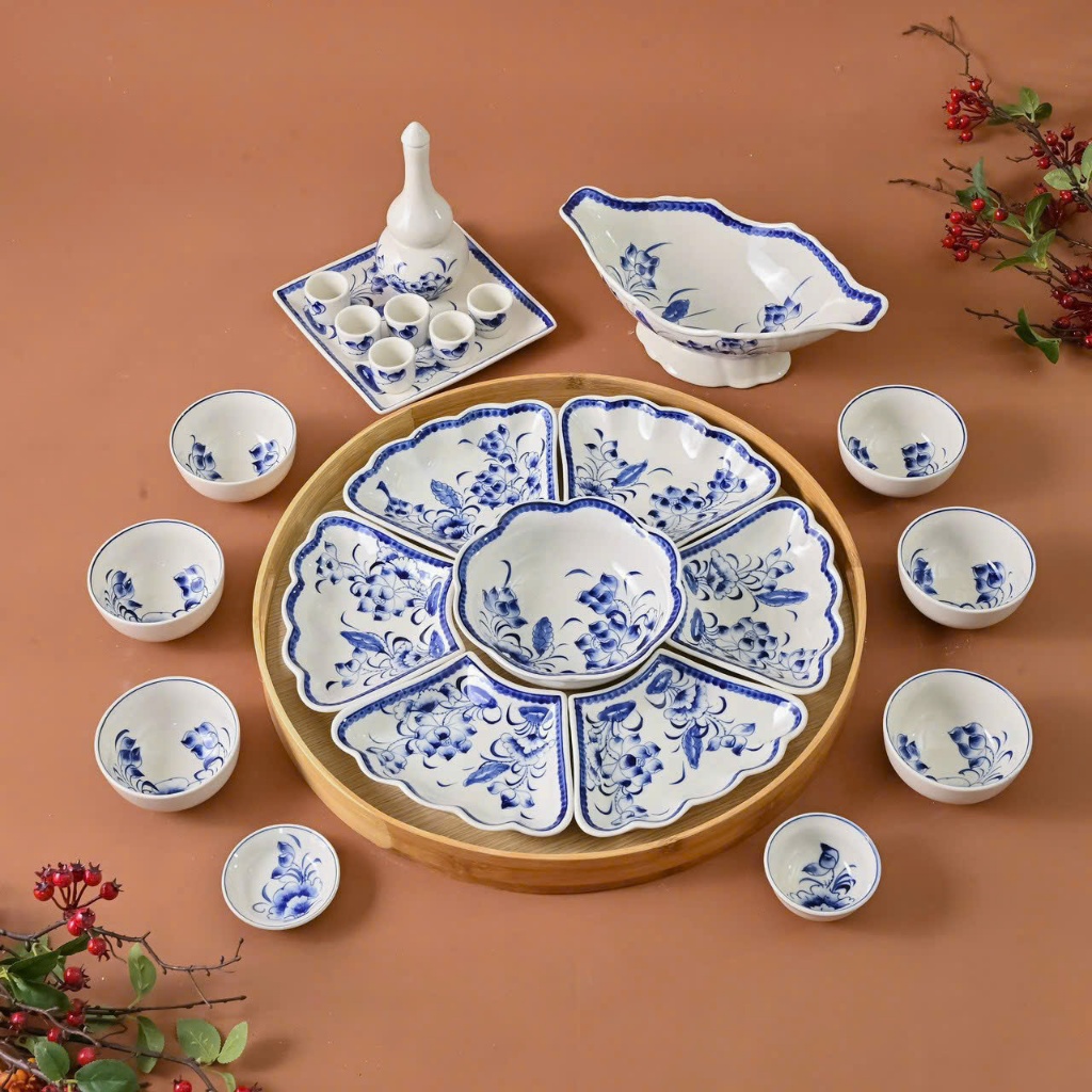 Tổng hợp Bộ bát cúng gia tiên gốm sứ bát tràng,bộ bát đĩa hoa mặt trời gốm sứ,bộ bát đĩa thờ cúng,bá