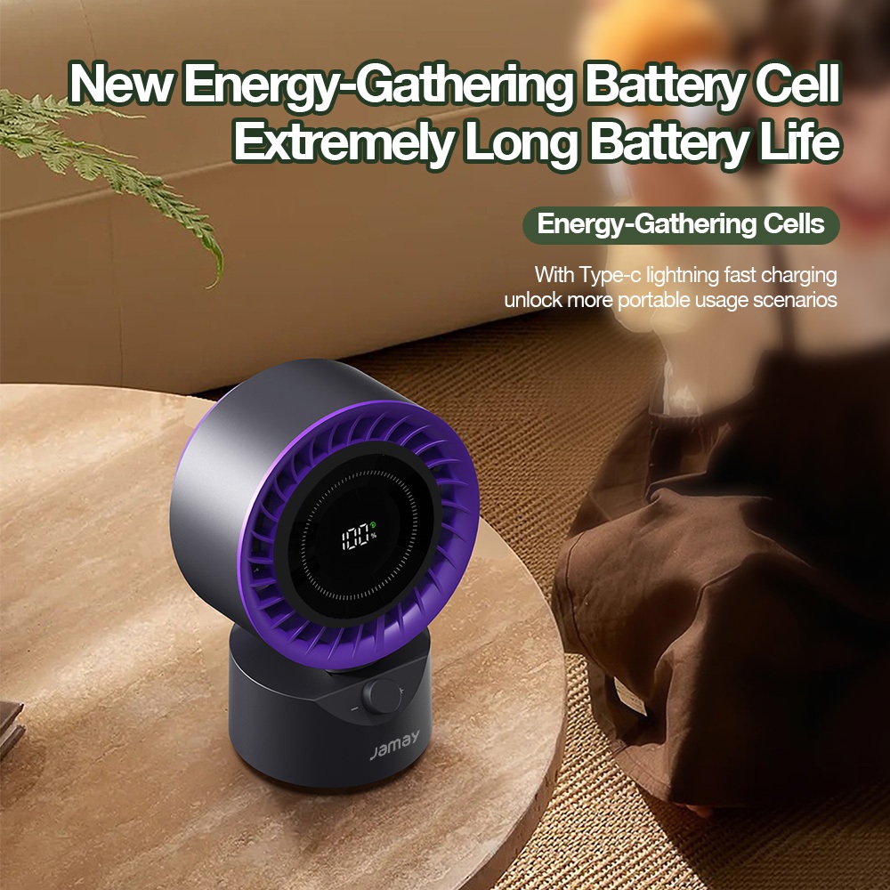 Jamay F23 Quạt Để Bàn Tích Điện -im lặng-Tự động lắc đầu-10 giờ sử dụng-Đèn ngủ-Điều chỉnh cao độ | BigBuy360 - bigbuy360.vn