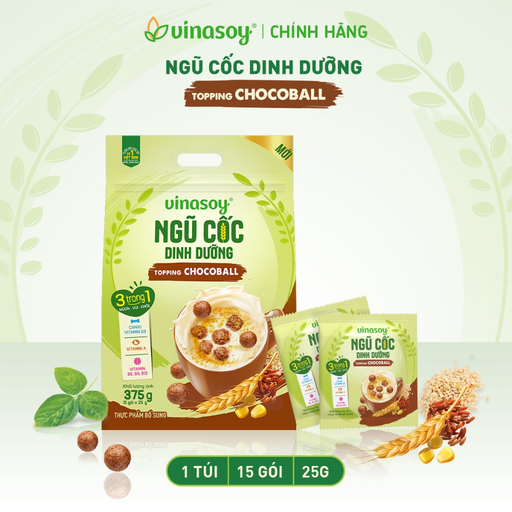 [Gift] Túi ngũ cốc dinh dưỡng Vinasoy - Topping Chocoball (15 gói x 25g)