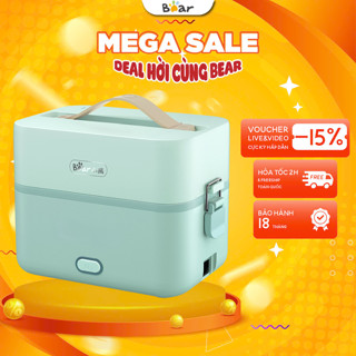  Hộp cơm cắm điện hâm nóng 1.2L đa năng BEAR DFH-B12E1 270W Khay inox304 an toàn Bảo Hành 18Tháng 