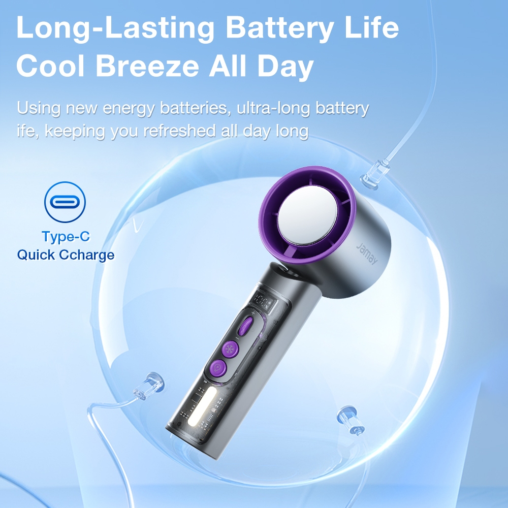 Jamay F10plus Quạt tích điện mini 6000mAh - Áo giáp trong suốt - Làm lạnh -Ánh sáng xung quanh | BigBuy360 - bigbuy360.vn