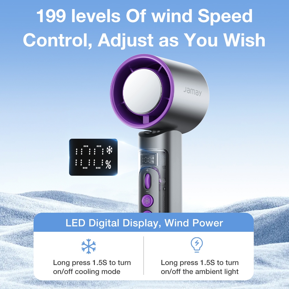 Jamay F10plus Quạt tích điện mini 6000mAh - Áo giáp trong suốt - Làm lạnh -Ánh sáng xung quanh | BigBuy360 - bigbuy360.vn
