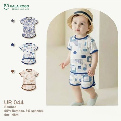 Đồ bộ cộc tay cho bé Ualarogo 9 tháng - 4 tuổi vải Sợi tre Bamboo mềm mịn co giãn UR 044