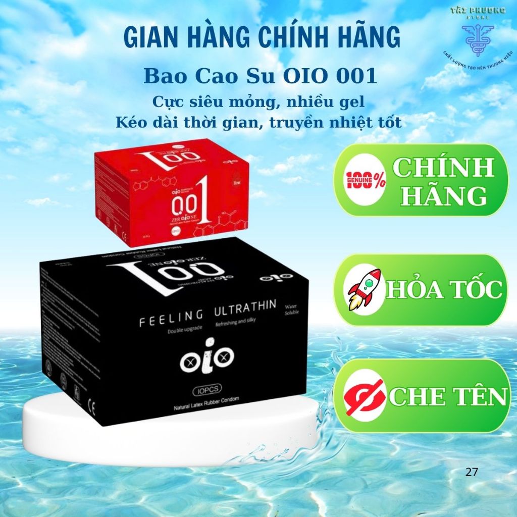 Bao cao su OiO 001 Feeling Ultrathin - Siêu mỏng - Nhiều gel  - Kéo dài thời gian - Hộp 10 cái