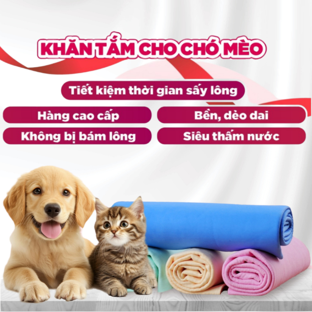 Khăn Tắm size nhỏ 20x30cm MASTERCARE Dành Cho Chó Mèo Thấm Hút Nhanh Siêu Tiện Dụng