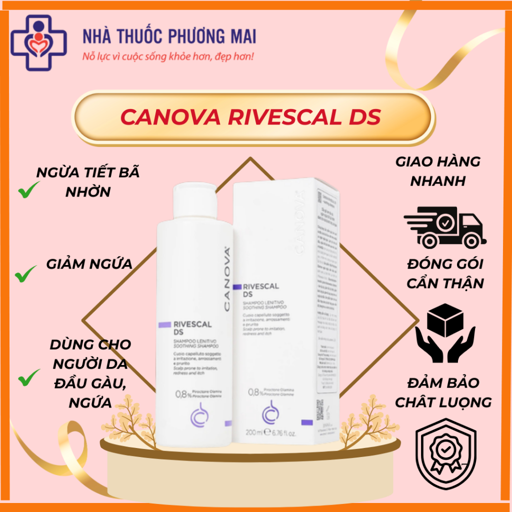 CANOVA RIVESCAL DS 200ml - Dầu Gội Hỗ Trợ Trị Nấm Gàu Viêm Da Tiết Bã Rụng Tóc