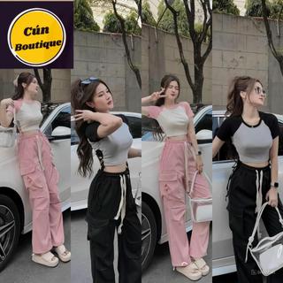  Quần Kaki Nữ Ống Rộng 27cm Túi hộp 4 Màu Đen - Kem - Hồng - Trắng 