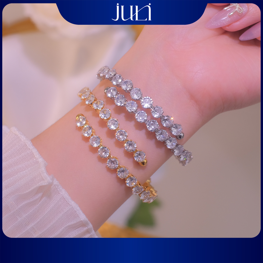 Lắc Tay Platinum Cao Cấp Dành Cho Nữ | Đính Đá Moissanite Lấp Lánh | Mạ Vàng 18K | LT1081 JULI