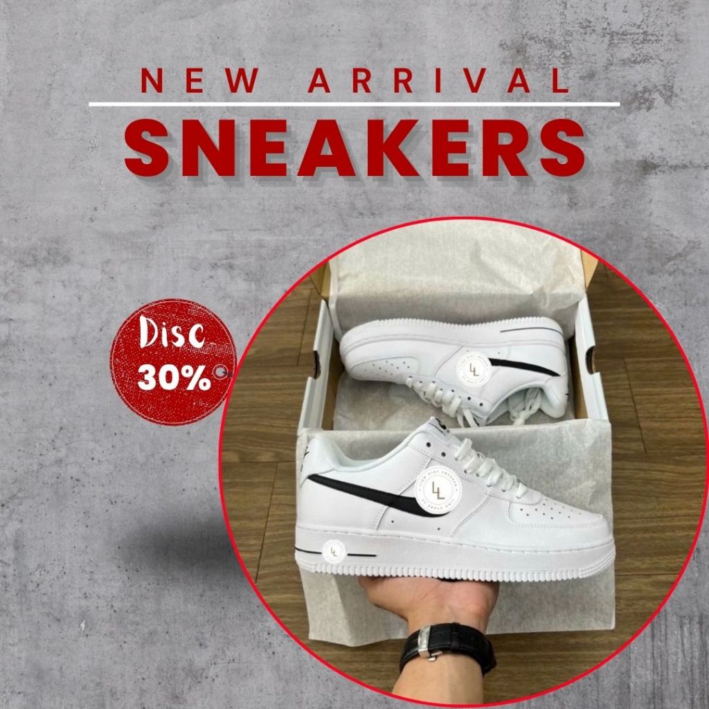 Giày Sneaker AF1 Trắng Vệt Đen Nam Nữ, Giày Thể Thao AF1 Trắng Vệt Đen Phong Cách Basic Dễ Phối Đồ