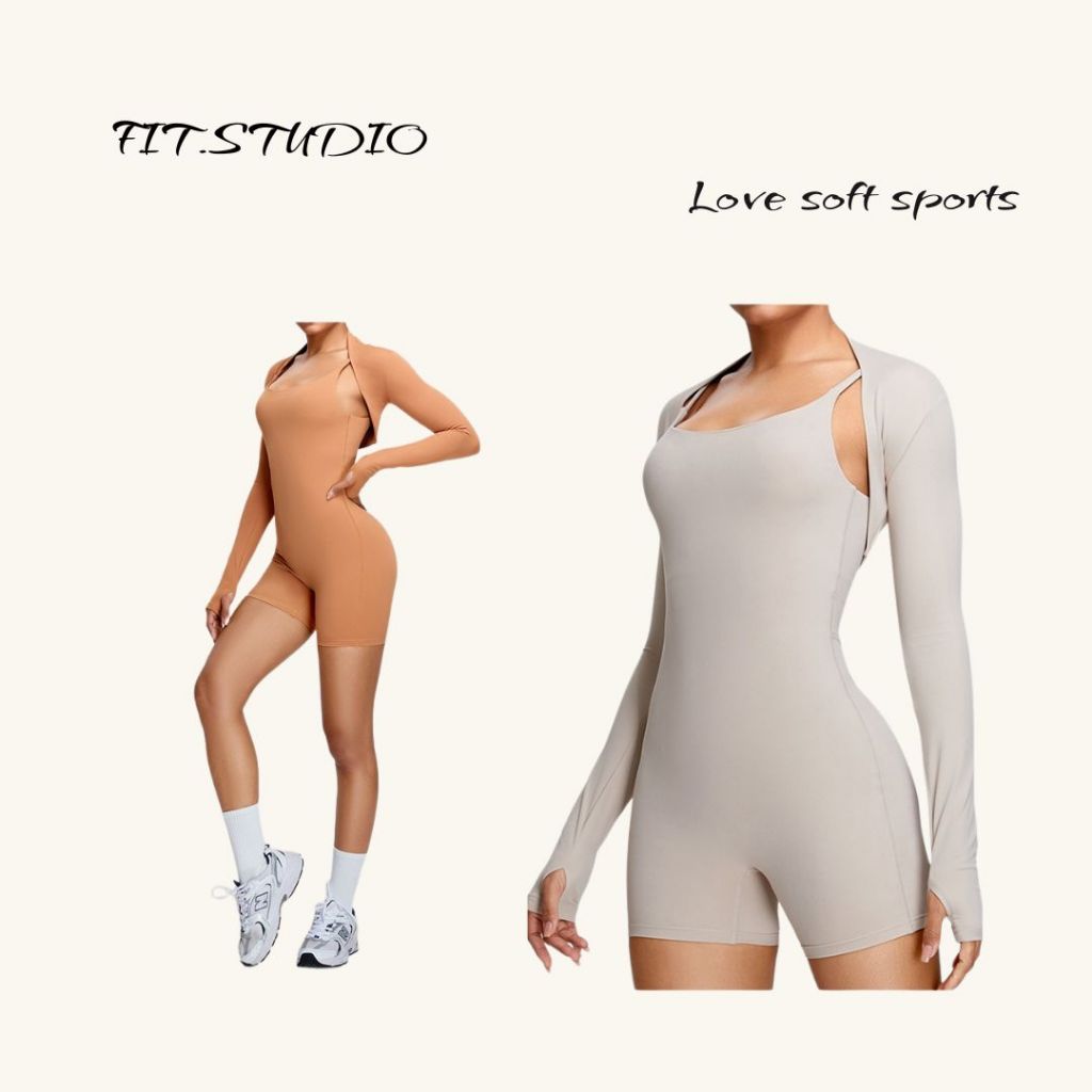 Fitstudio Bộ Tập Gym Yoga Nữ Liền Thân Bodysuit Có Áo Khoác – Co Giãn, Thoáng Khí, Ôm Body Tôn Dáng