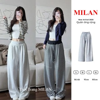  Quần Nỉ Ống Rộng Cạp Bản To Có Dây Rút Túi Vải 2 Da Dày Mịn Nâng Hông Nữ M50 M55 M60 M65 M70 Mặc Đi Học Làm Công Sở 