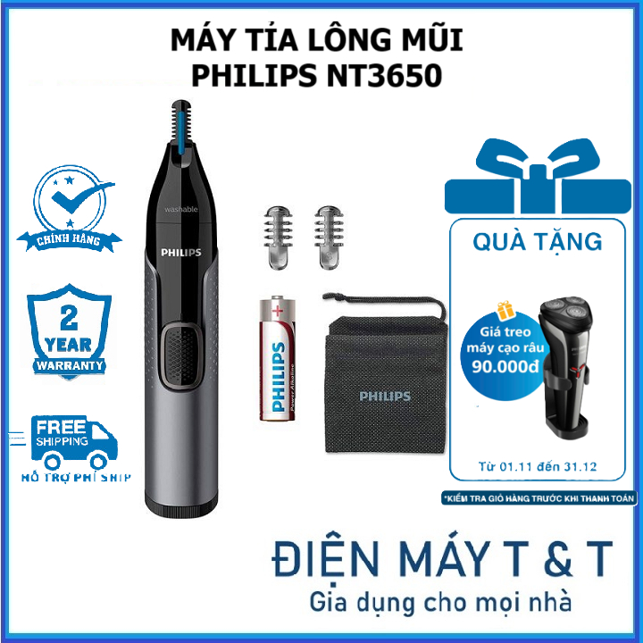 Máy tỉa lông mũi, tai, chân mày đa năng Philips NT3650