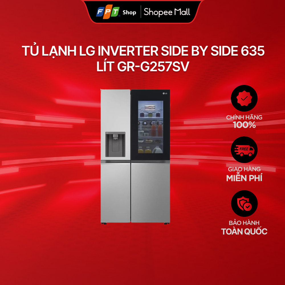 [Chi GH tận nơi] Tủ lạnh LG Inverter Side by Side 635 lít GR-G257SV
