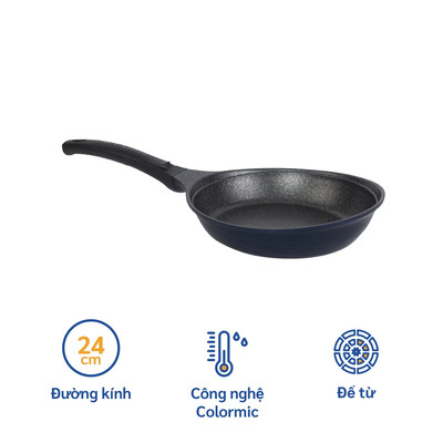 Chảo không dính Korea King cạn KFP-24CI đường kính 24cm, đáy màu hồng - Hàng chính hãng