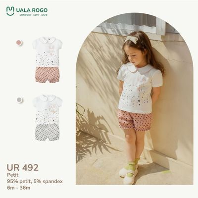 Đồ bộ cộc tay cho bé Ualarogo 6 tháng - 3 tuổi vải Petit mềm mại co giãn thoáng khí UR 492