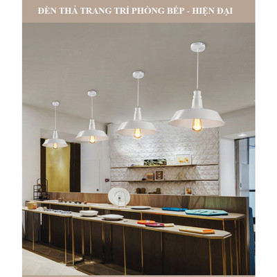 Đèn Thả Trần Decor Chao Sắt D260 Đui E27- Phong Cách Industrial Retro Cho Cafe, Bàn ăn, Bar