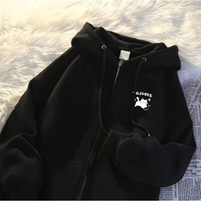 Áo khoác nỉ Hoodie zip unisex .Áo Khoác Form Rộng Unisex Nam Nữ mặc đều đẹp Áo khoác mèo Gogi