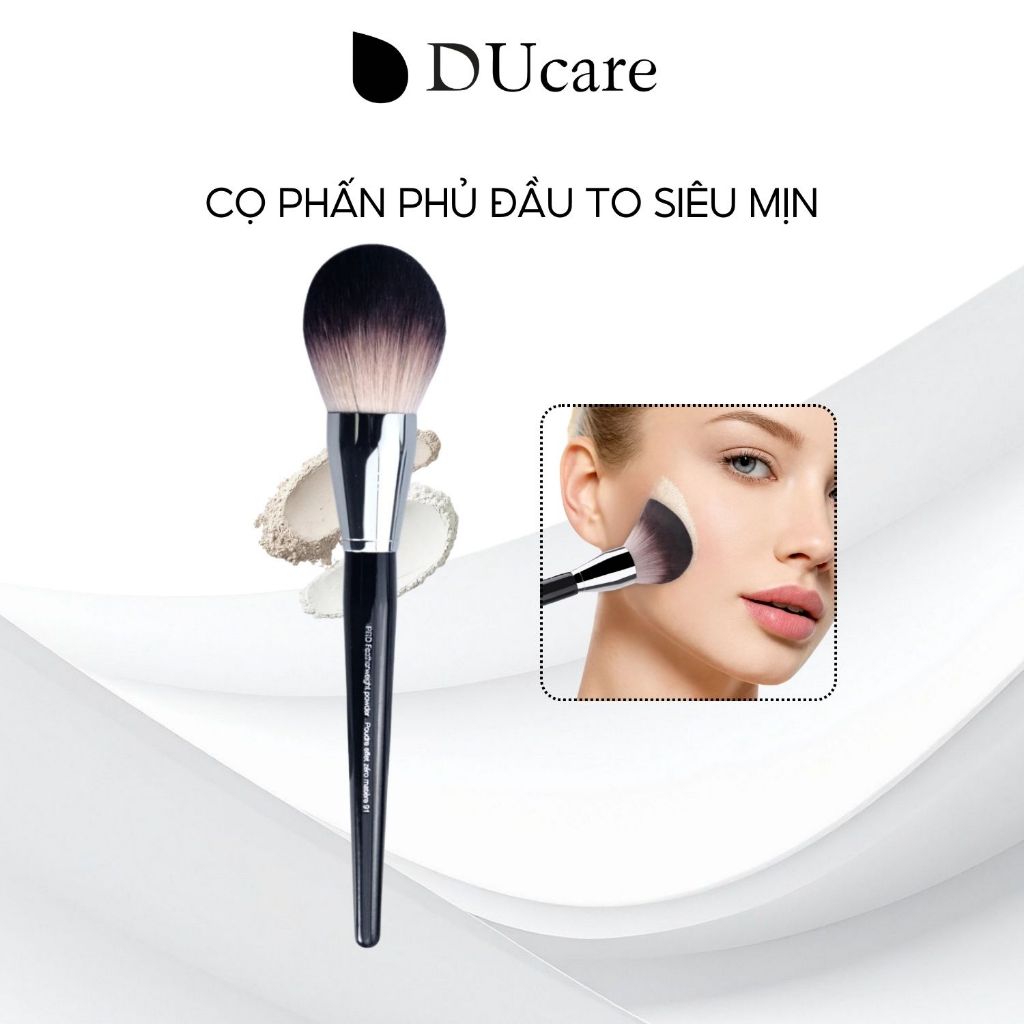 Cọ Trang Điểm Phủ Phấn Kích Thước 10*2 Cm, Chất Liệu Thân Bằng Nhựa Và Sợi Nylon Và Sợi Tơ Nhân Tạo, Hiệu DUCARE