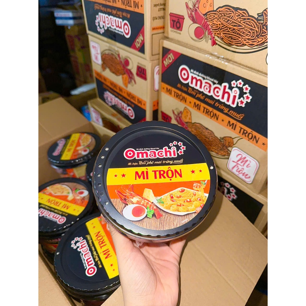 Mì trộn Omachi Tô phô mai trứng muối thùng 12 tô