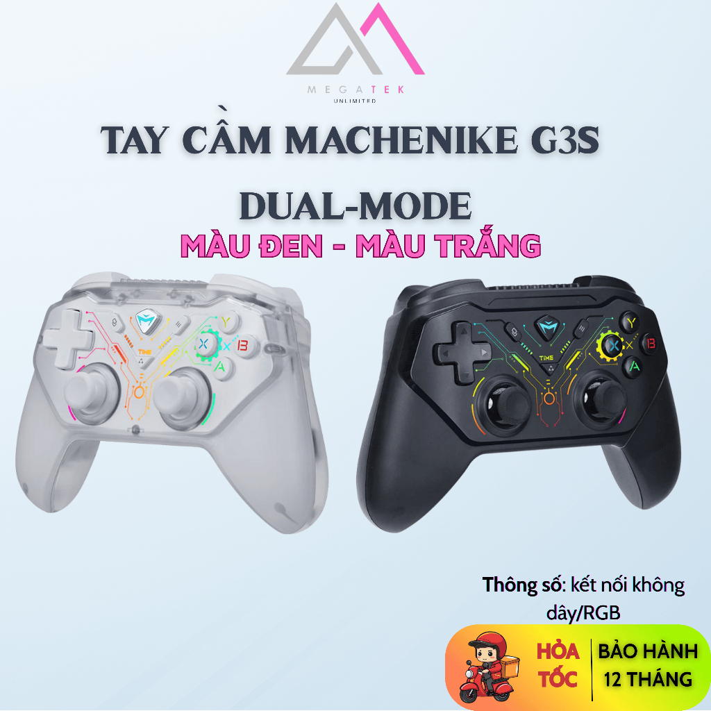 Tay cầm Machenike G3S Dual-mode (trắng/đen| kết nối không dây| RGB) - Hàng chính hãng - BH 12 tháng