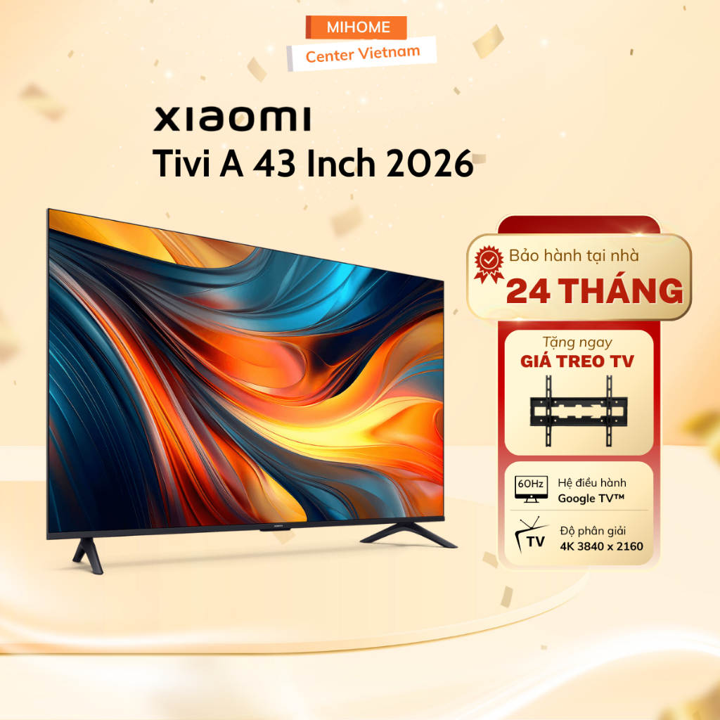 Tivi Xiaomi A 43 Inch 2026 Google TV - Độ Phân Giải 4K, Tần Số Quét 60Hz - Bảo Hành Chính Hãng 2 Năm