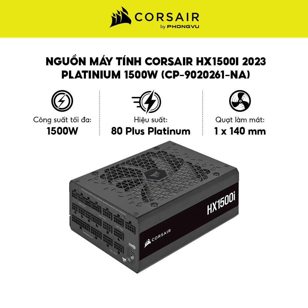 Nguồn máy tính Corsair HX1500i - 1500W - 80 Plus Platinum - Full Modular (CP-9020261-NA) - Bảo hành 