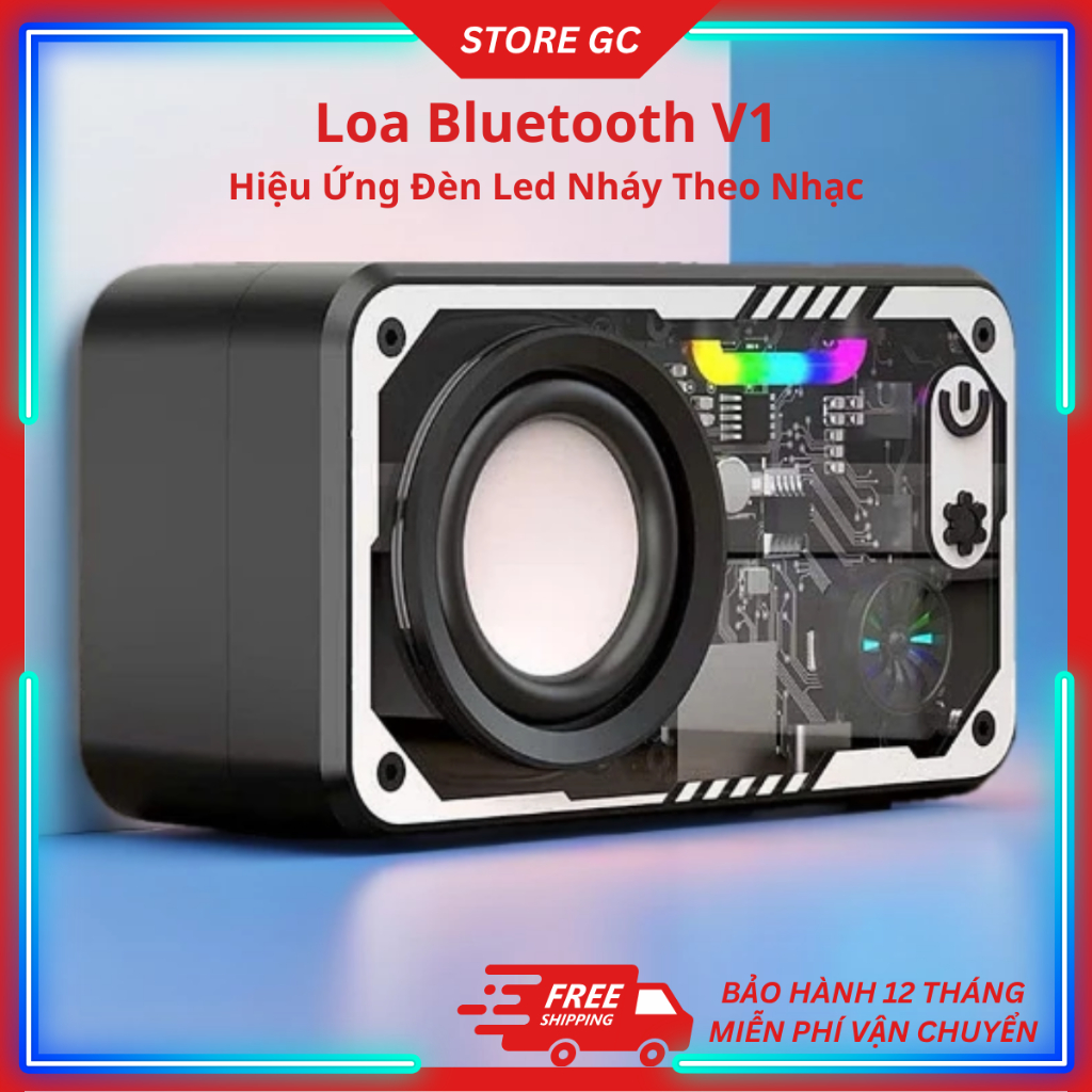 Loa Bluetooth V1 Không Dây - Loa RGB Âm Nhạc Mini Subwoofer Sạc Cho Không Gian Sống Thoải Mái.