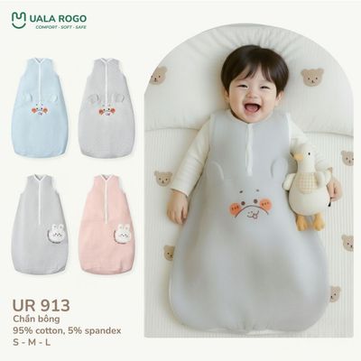 Túi ngủ cho bé Ualarogo 0-4 tuổi vải Cotton chần bông giúp bé ngủ ngon thoáng khí cúc bấm UR 913