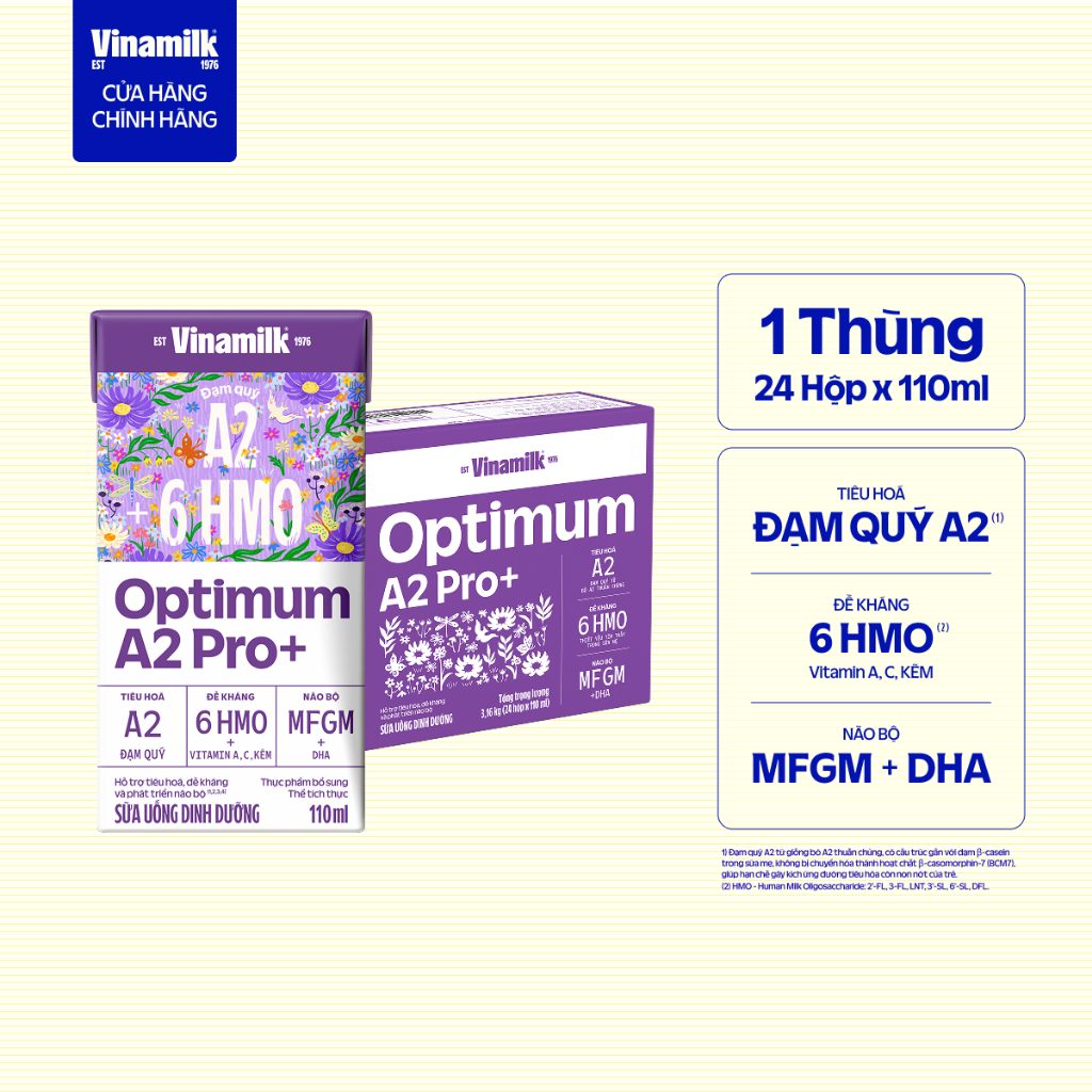 [SẢN PHÂM MỚI] Thùng 24 hộp Sữa Uống Dinh Dưỡng Optimum A2 Pro+ 110ml