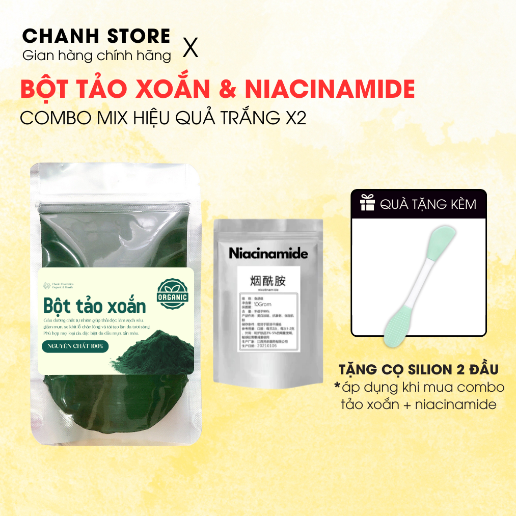 Bột tảo xoắn nguyên chất mix bột niacinamide dưỡng sáng da khỏe