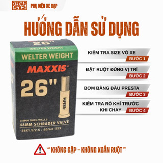 Ruột xe đạp Maxxis Welter Weight 26×1.5/2.5 van dài 48mm – Cao su bền, chống thủng