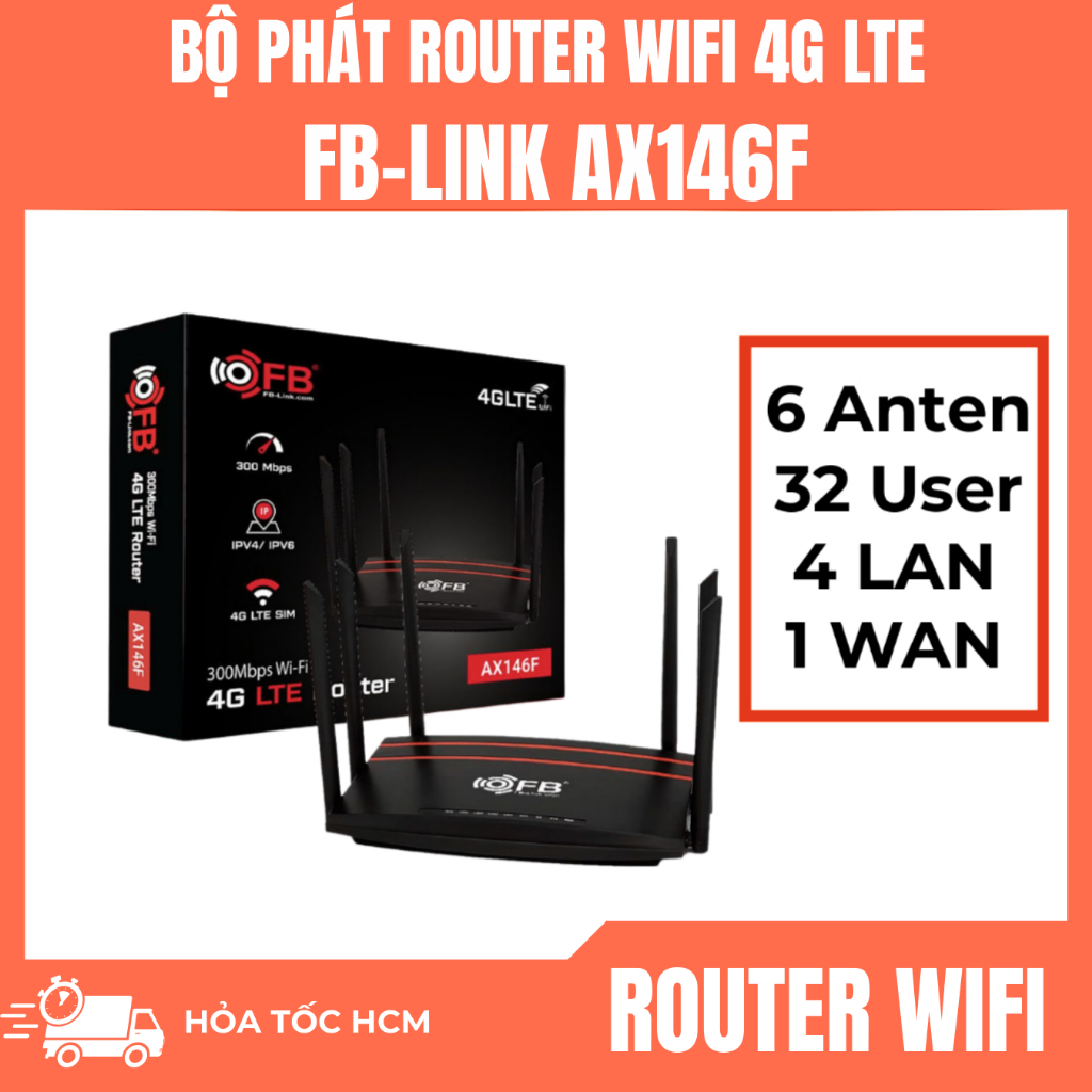 Bộ Phát Wifi 4G LTE Cắm SIM Dùng Ngay, 6 Anten, 300Mbps, Camera Nhà Trọ Quán Cafe