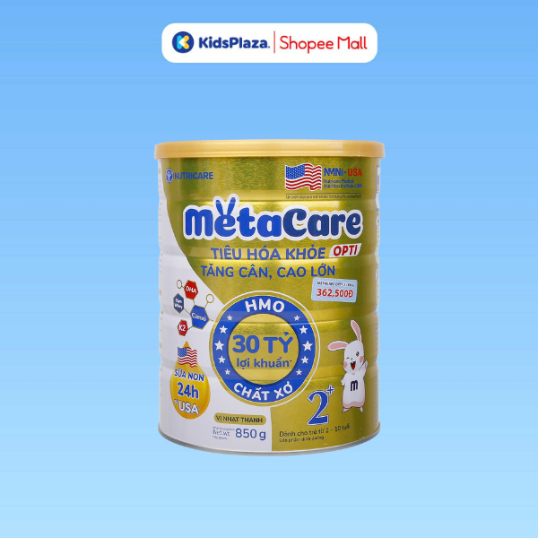 Sữa bột Metacare Opti 2+ 850g cho bé 2-10 tuổi (Vàng)