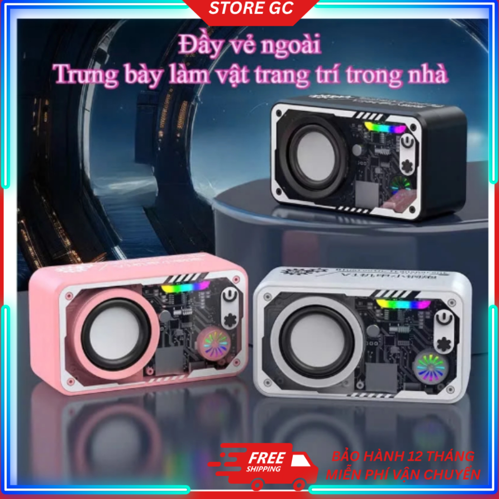 Loa Bluetooth LED RGB V1 - Công Suất 5W, Âm Thanh 360°, Pin Trâu, Chống Nước, Bass Mạnh