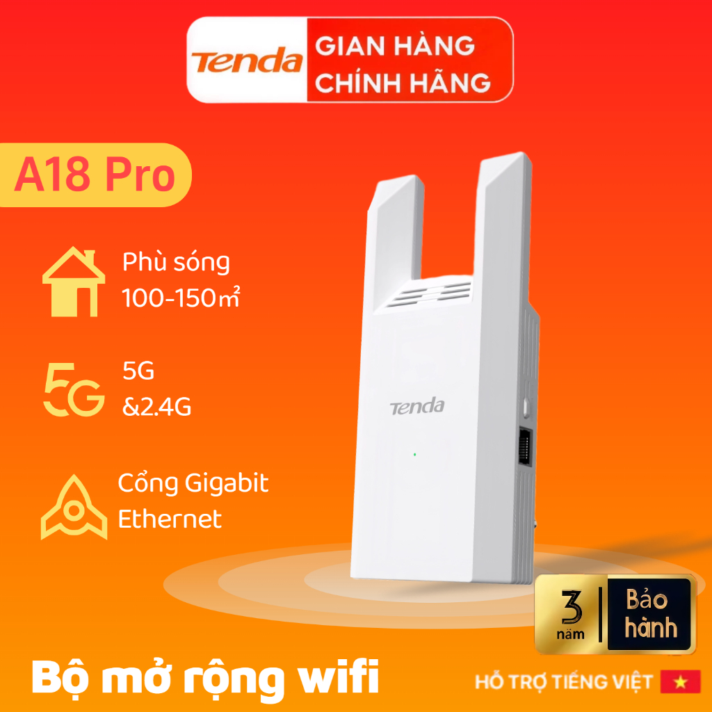 Bộ Mở Rộng Sóng WiFi Tenda A18 Pro Chuẩn AC 1200Mbps - Hàng Chính Hãng