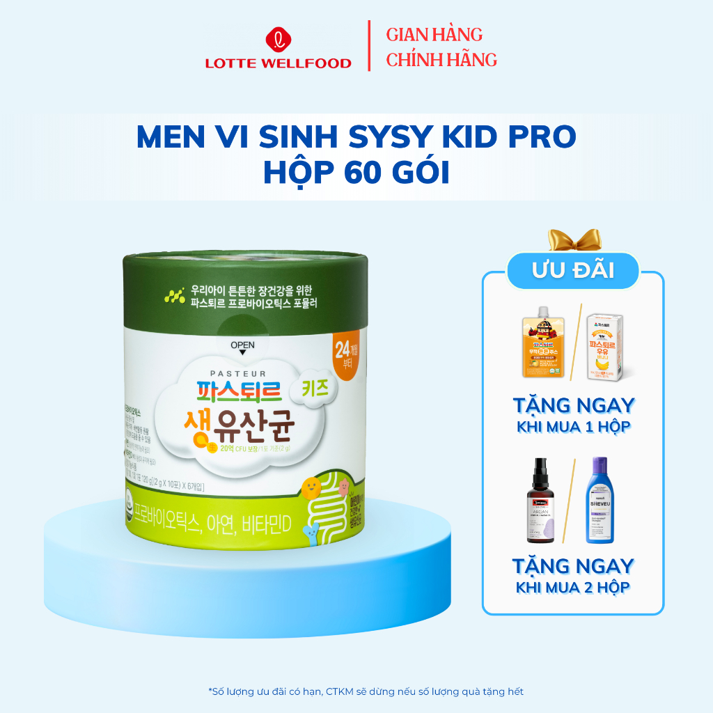  Men Vi Sinh Cải Thiện Biếng Ăn Lotte Sysy Pro Hộp 60 Gói 2g Cân Bằng Hệ Vi Sinh Đường Ruột Đề Kháng 