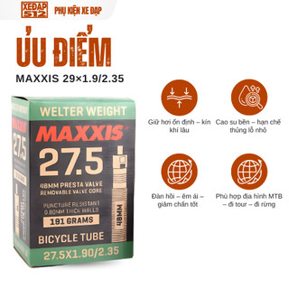 Ruột xe đạp MAXXIS 27.5 inch Van Pháp 48mm phù hợp lốp 1.75 đến 2.4 cho xe địa hình