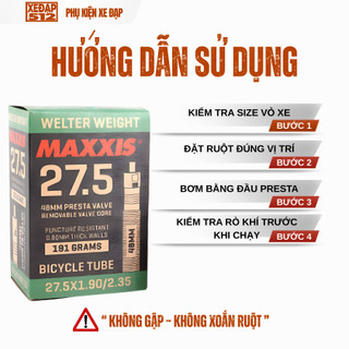 Ruột xe đạp MAXXIS 27.5 inch Van Pháp 48mm phù hợp lốp 1.75 đến 2.4 cho xe địa hình